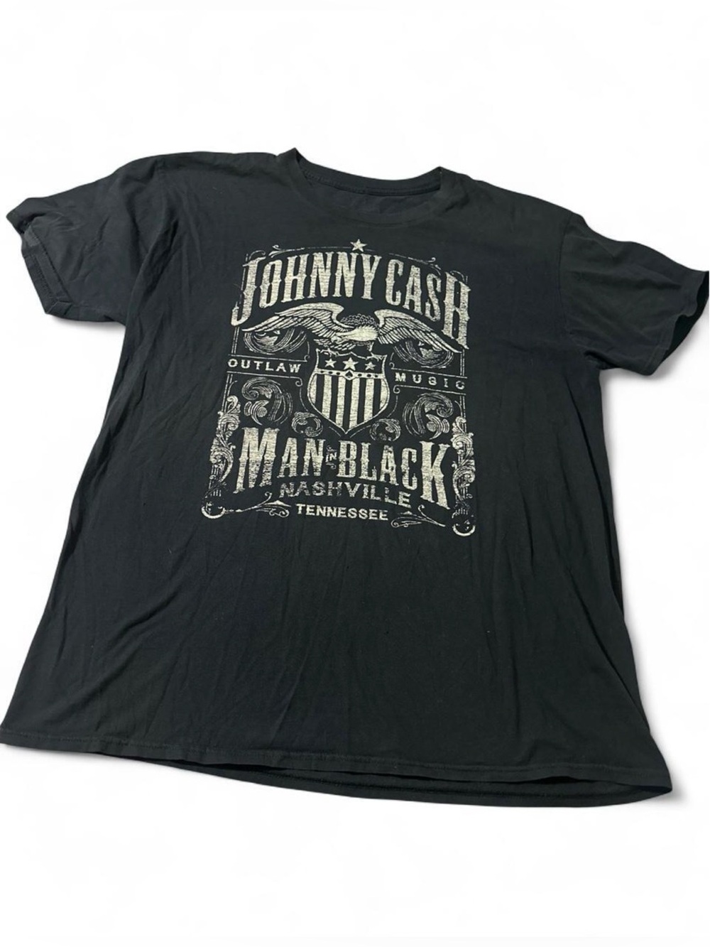 Johnny Cash black t-shirt with white graphic